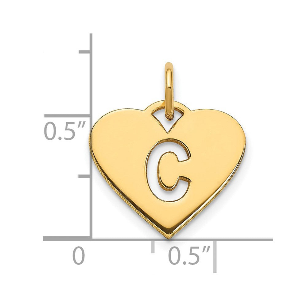 14k Yellow Gold Initial Letter C Initial Charm Pendant