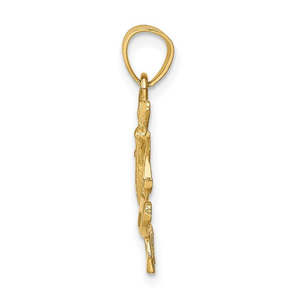 14k Yellow Gold Diamond-Cut Paint Palette Pendant