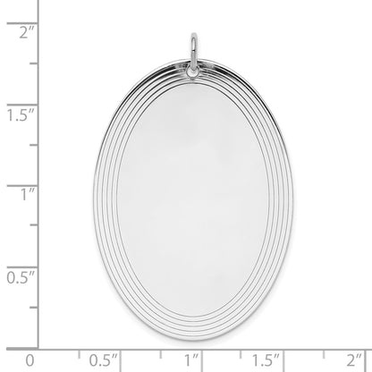 Sterling Silver Engraveable Oval Polished Front Satin Back Disc Charm Pendant