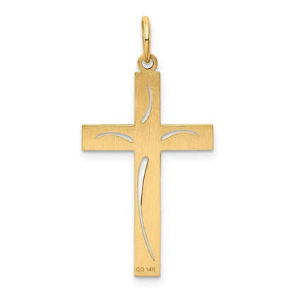 14k Yellow Gold Laser Designed Cross Pendant