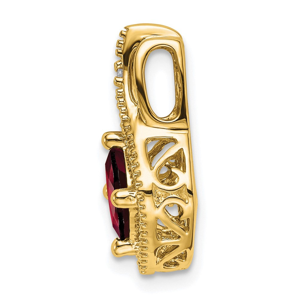 14k Yellow Gold Garnet and Diamond Pendant