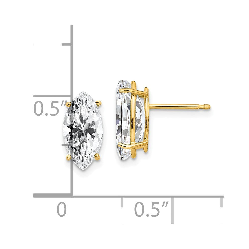 14k Yellow Gold 10x5mm Marquise Cubic Zirconia earring