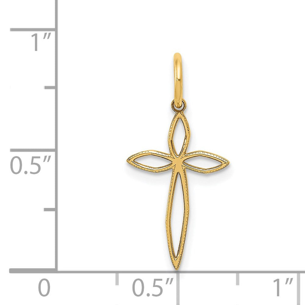 14k Yellow Gold Laser Designed Passion Cross Charm Pendant