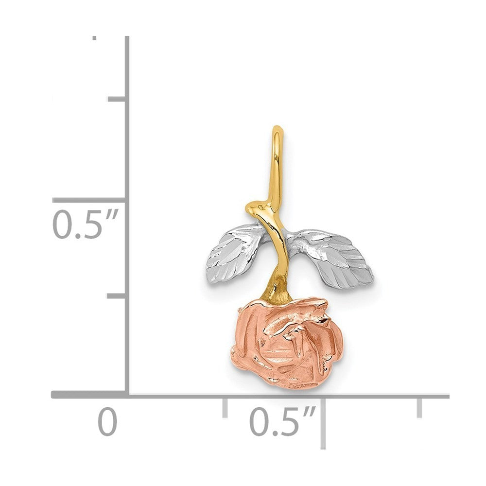 14k Yellow Gold White and Rose Rhodium Rose Chain Slide