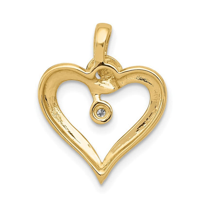 14k Yellow Gold AA .01ct. Diamond Heart Pendant