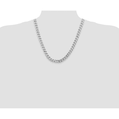 Sterling Silver Rhodium-plated 9.3mm Curb Chain Necklace 22"