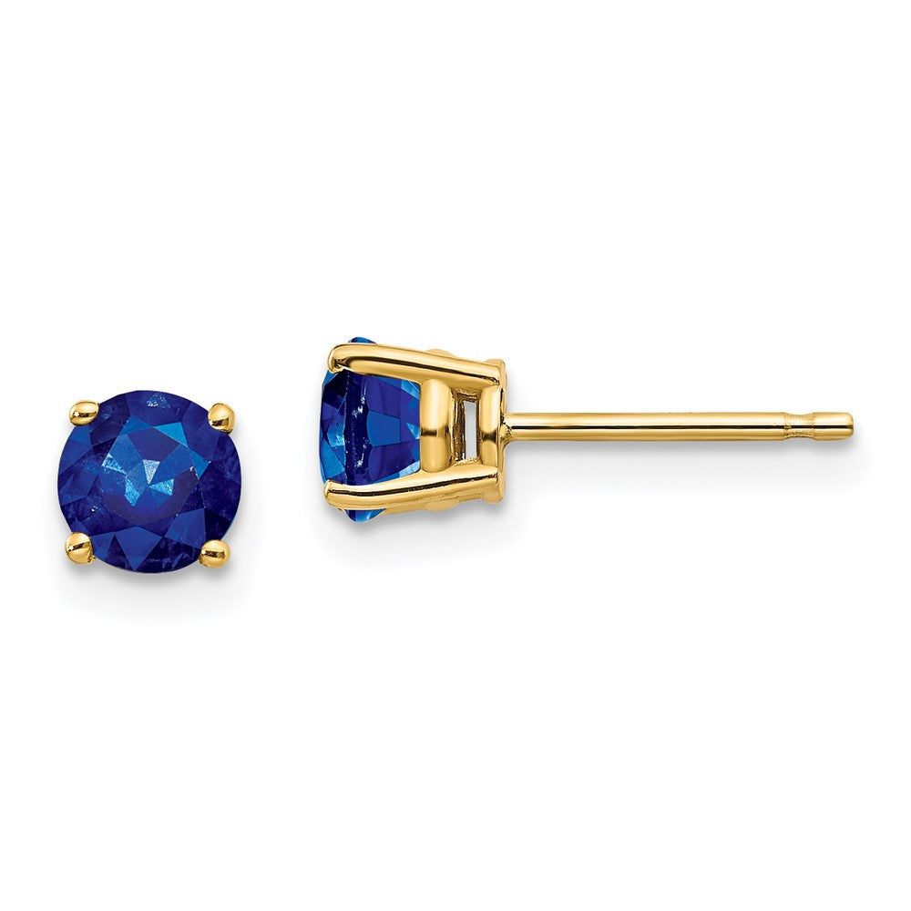 14k Yellow Gold Sapphire Stud Earrings