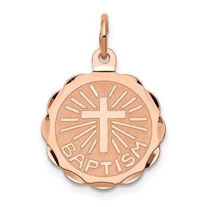 14k Rose Gold Baptism Charm Pendant