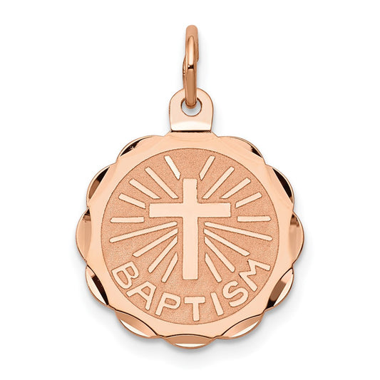 14k Rose Gold Baptism Charm Pendant
