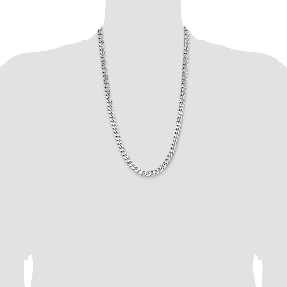 Sterling Silver Rhodium-plated 8.3mm Curb Chain Necklace 26"