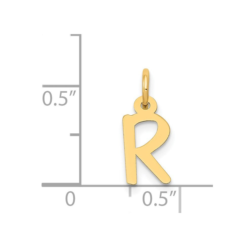 14k Yellow Gold Small Slanted Block Letter R Initial Charm Pendant