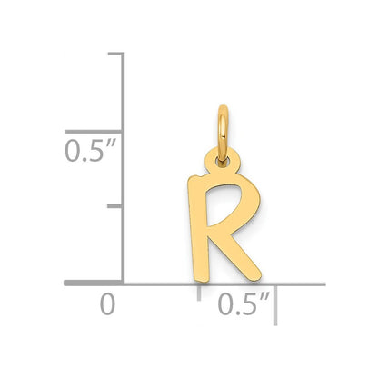 14k Yellow Gold Small Slanted Block Letter R Initial Charm Pendant