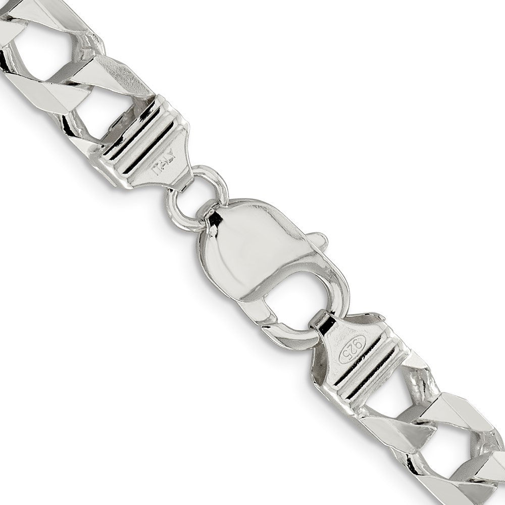 Sterling Silver 8.6mm Diamond-Cut Square Curb Chain Necklace 20"