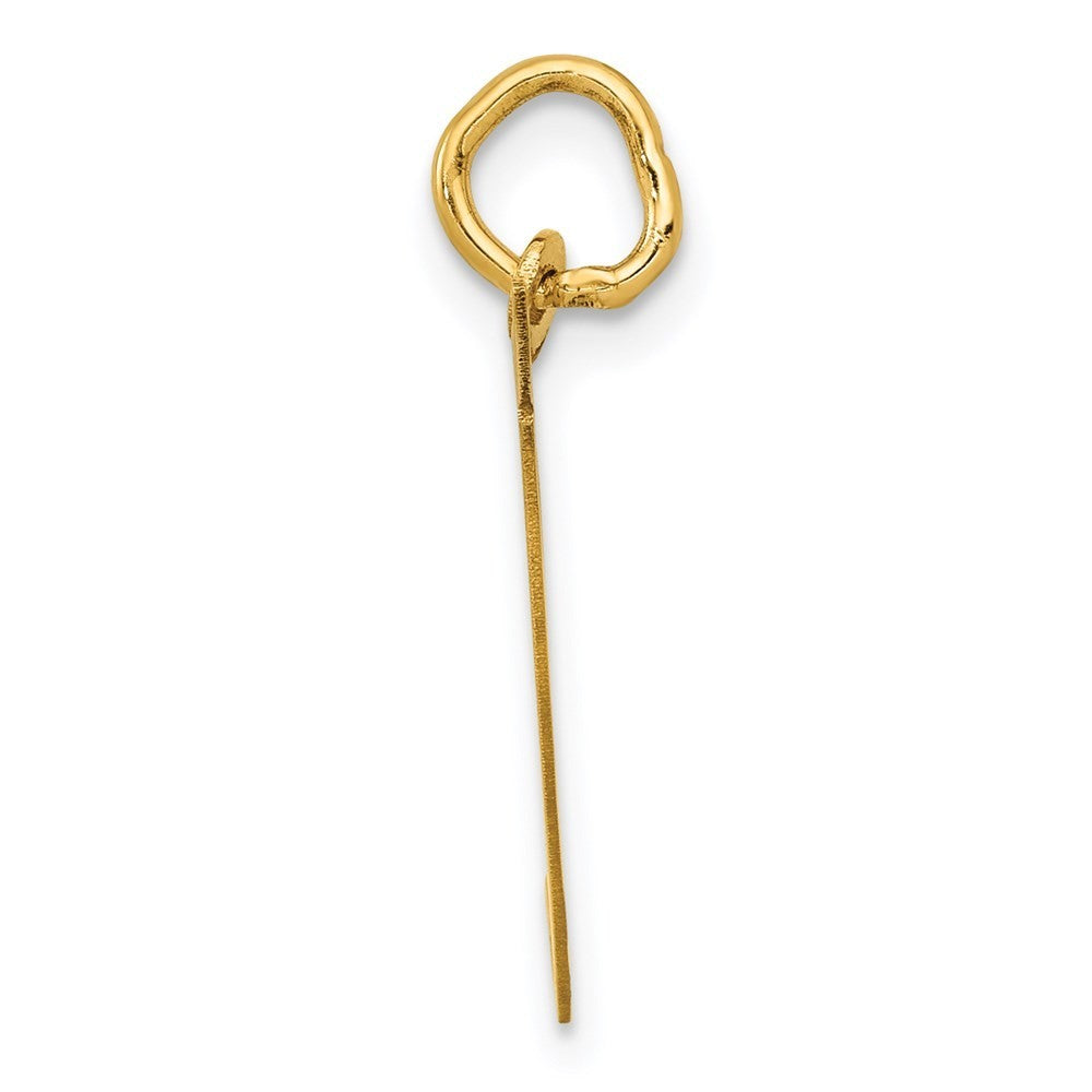14k Yellow Gold Medium Fancy Script Letter T Initial Charm Pendant