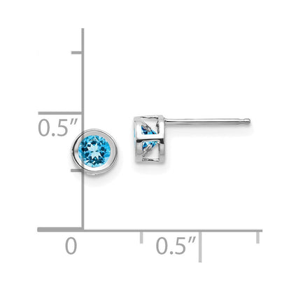 14k White Gold 4mm Blue topaz December Stud Earrings