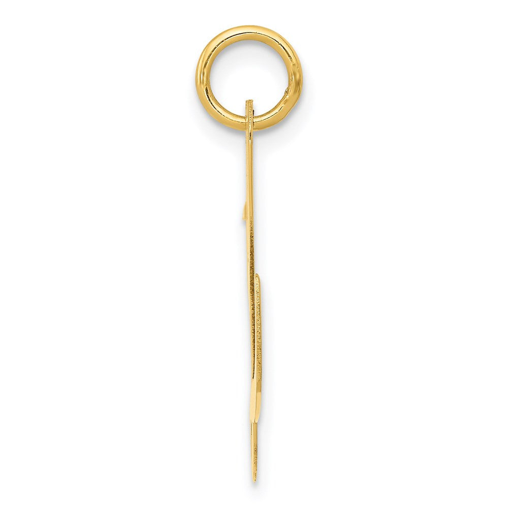14k Yellow Gold Large Fancy Script Letter L Initial Charm Pendant