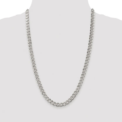 Sterling Silver Rhodium-plated 7.5mm Pav� Curb Chain Necklace 26"
