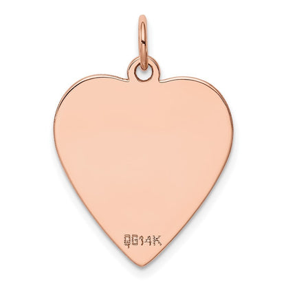 14k Rose Gold Plain .018 Gauge Engraveable Heart Disc Charm Pendant