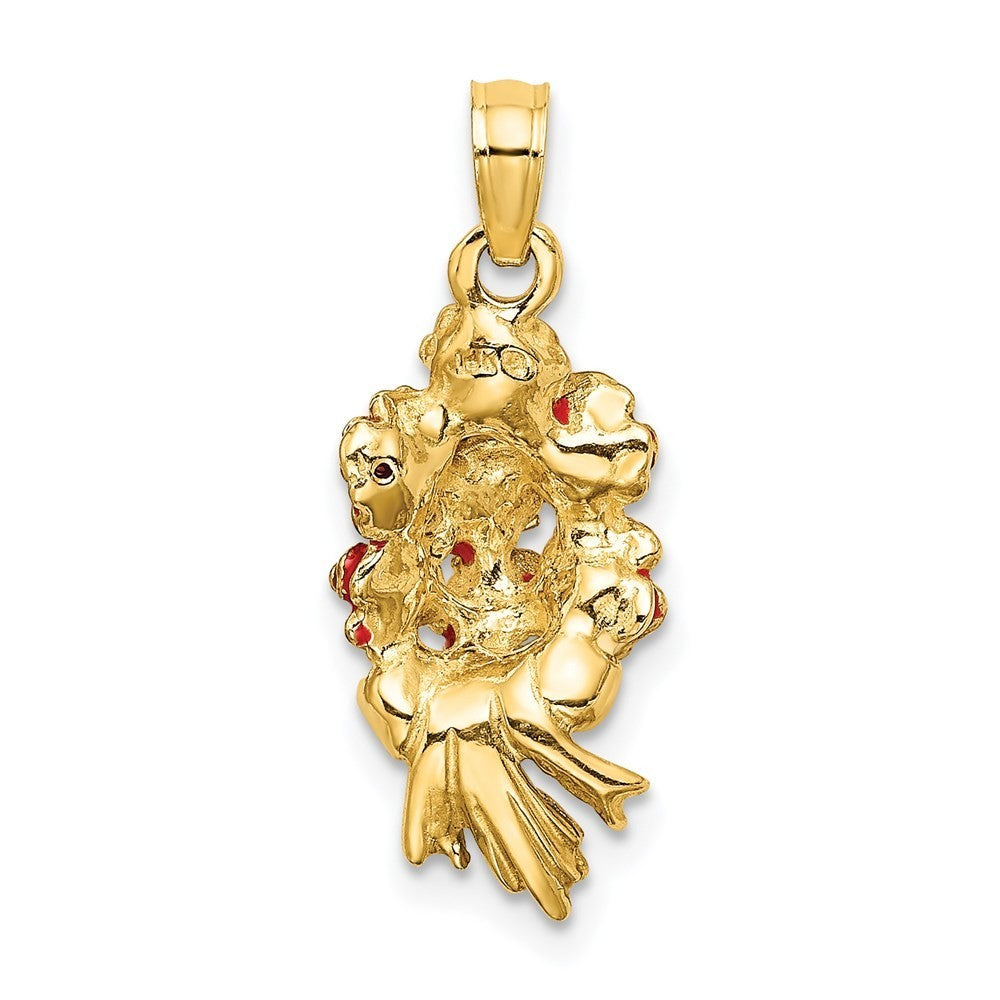 14k Yellow Gold Enameled Bouquet of Red Roses