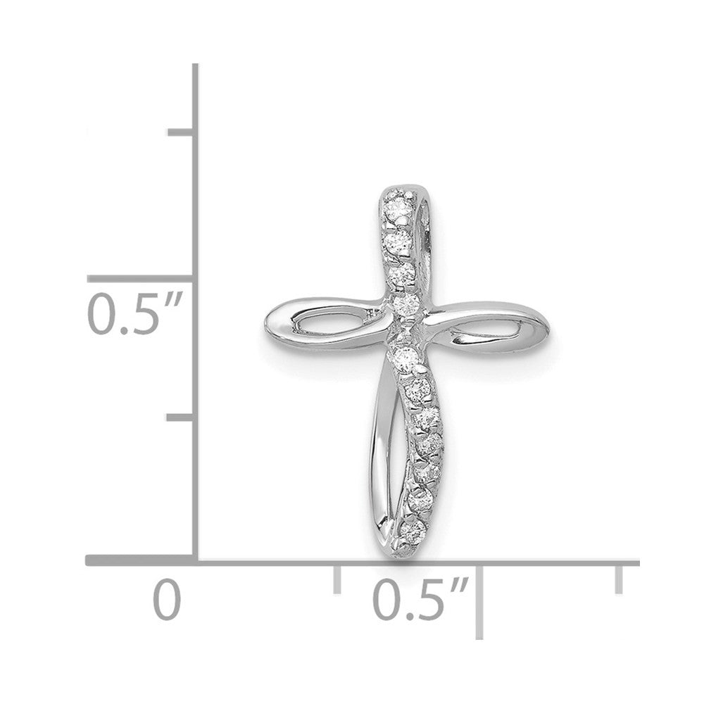 14k White Gold AA Diamond Cross Pendant