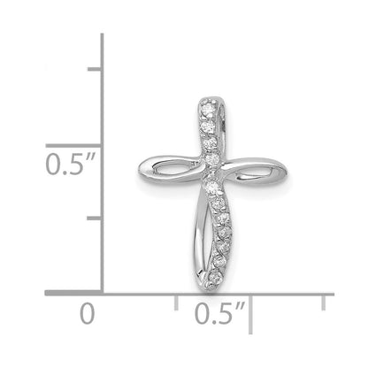 14k White Gold AA Diamond Cross Pendant