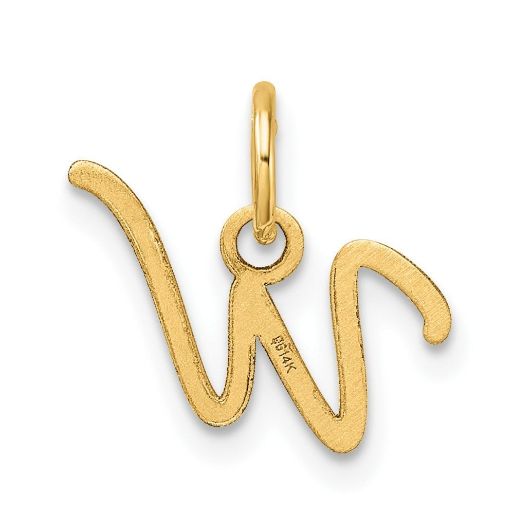 14k Yellow Gold Uppercase Letter W Initial Charm Pendant