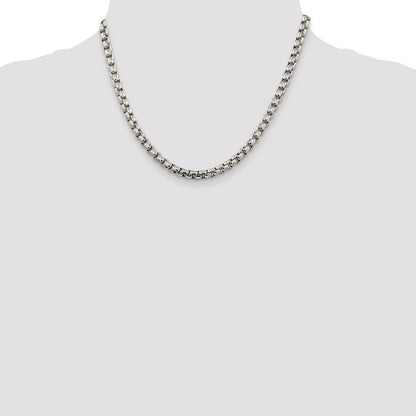 Sterling Silver 5.2mm Round Box Chain Necklace 18"