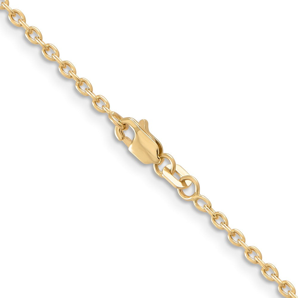 14k Yellow Gold 2mm Round Open Link Cable Chain Necklace 24"