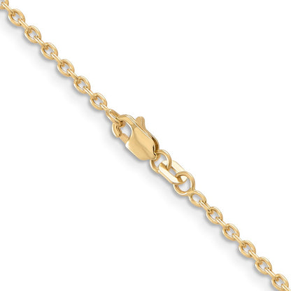 14k Yellow Gold 2mm Round Open Link Cable Chain Necklace 24"