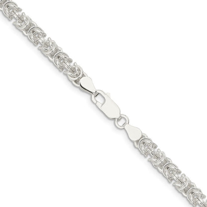 Sterling Silver 4.75mm Rounded Byzantine Chain Necklace 20"