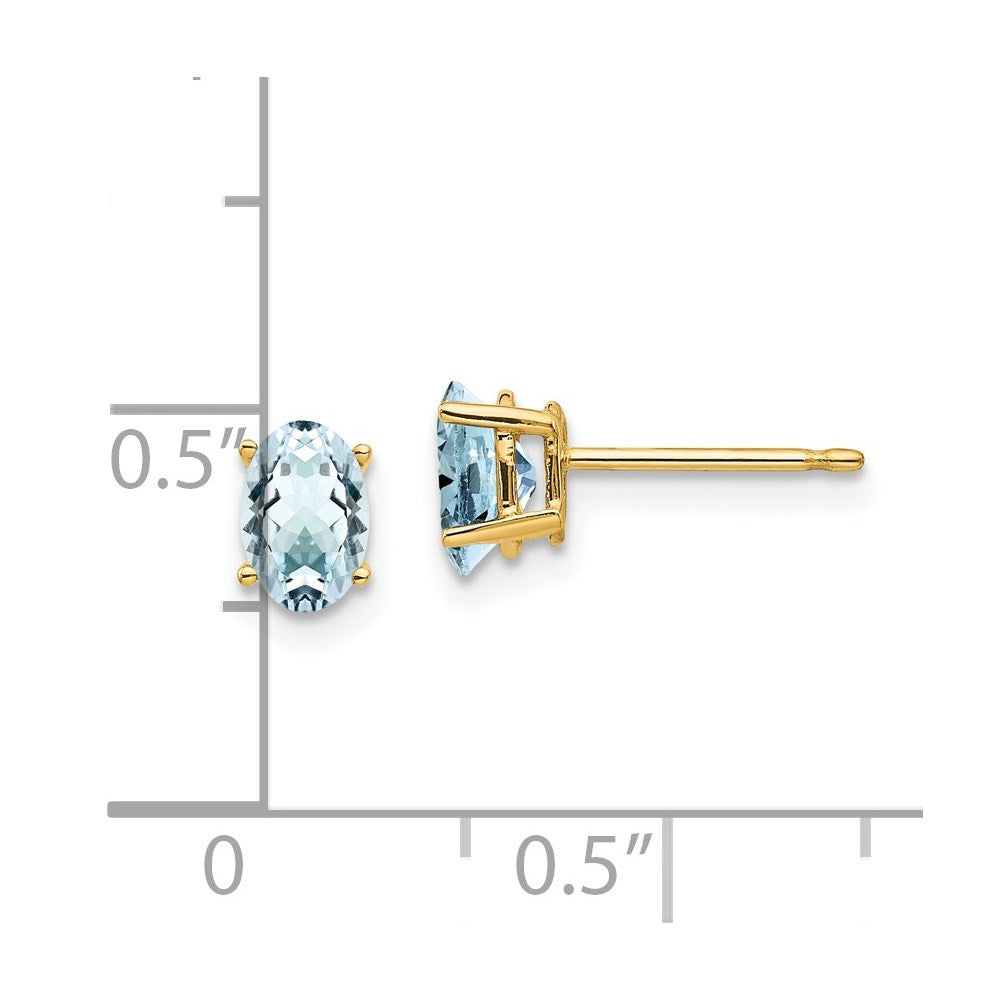 14k Yellow Gold Aquamarine Stud Earrings