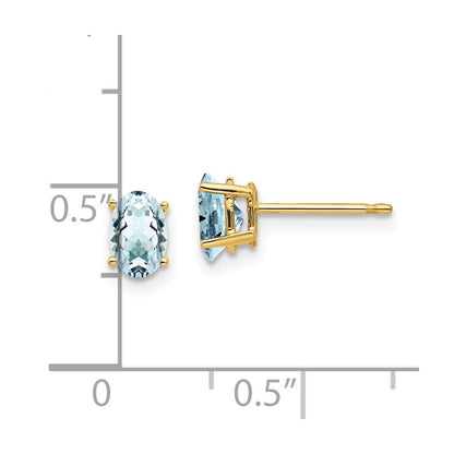 14k Yellow Gold Aquamarine Stud Earrings