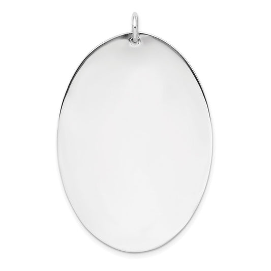 Sterling Silver Engraveable Oval Polished Front Satin Back Disc Charm Pendant