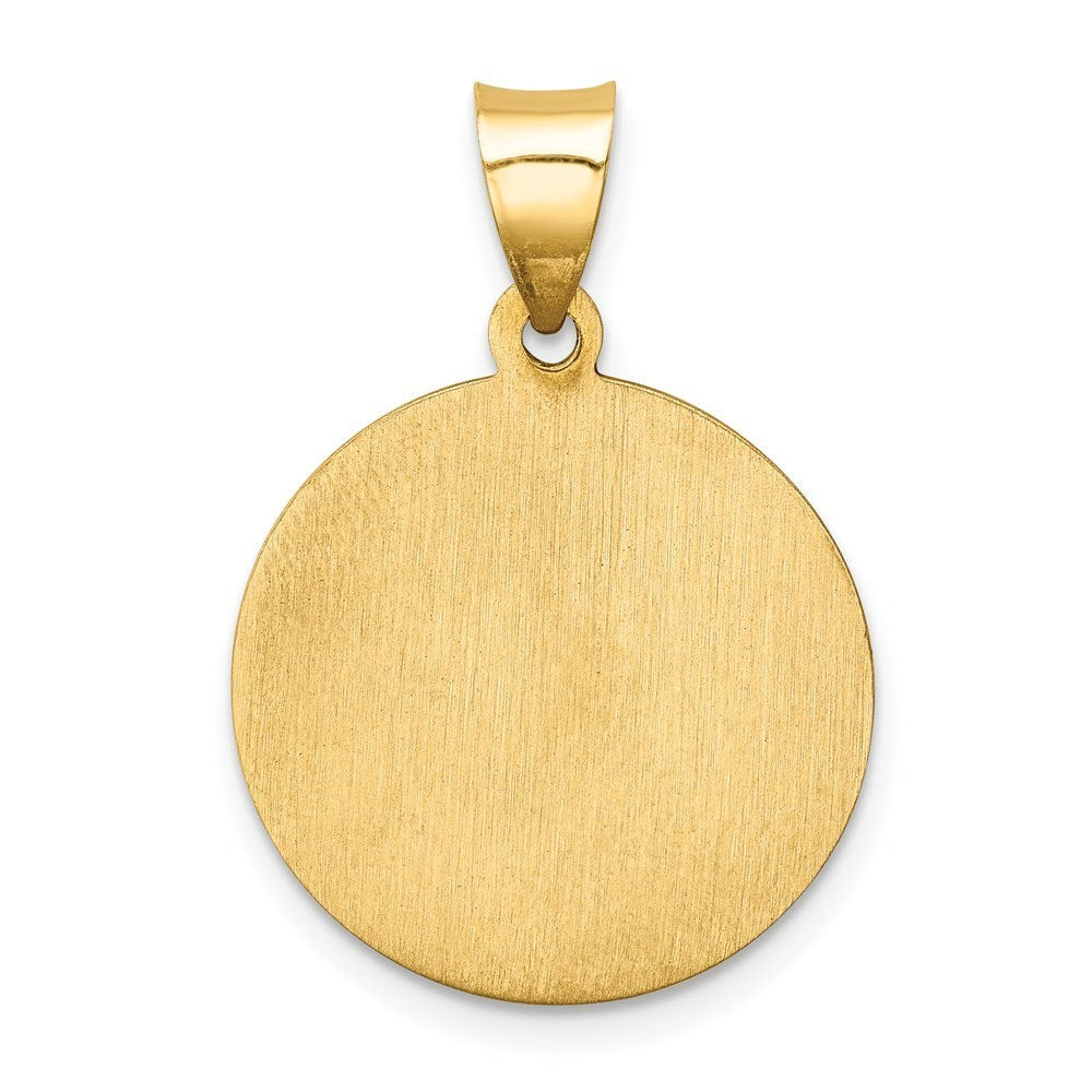 14k Yellow Gold Polished and Satin St Paul Medal Hollow Pendant