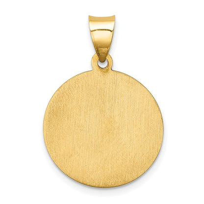 14k Yellow Gold Polished and Satin St Paul Medal Hollow Pendant