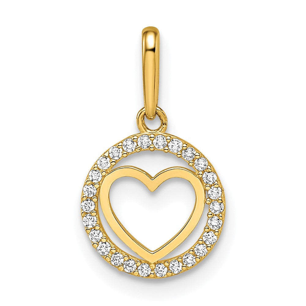 14k Yellow Gold CZ Heart Pendant