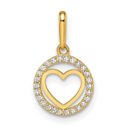 14k Yellow Gold CZ Heart Pendant