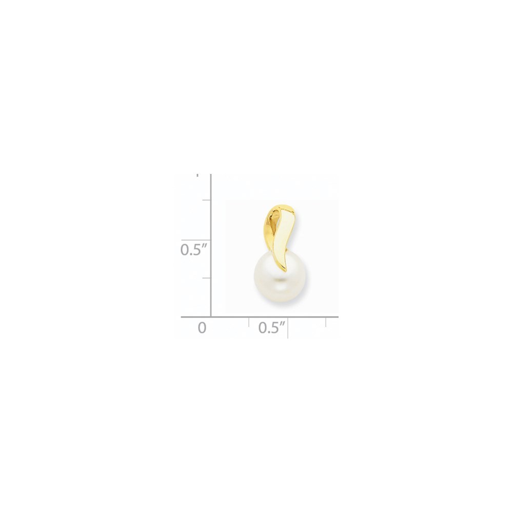 14k Yellow Gold 8-9mm White Freshwater Cultured Pearl Pendant Slide