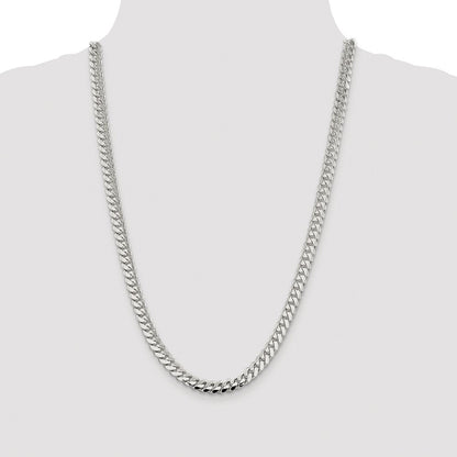 Sterling Silver Rhodium-plated 7.0mm Polished Domed Curb Chain Necklace 26"