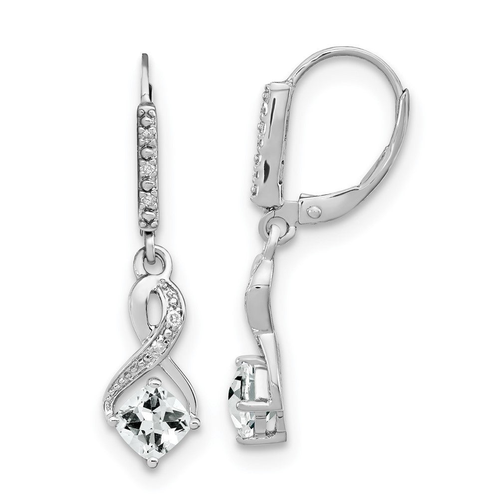 Sterling Silver Rhodium-plated White Topaz and Diamond Dangle Earrings