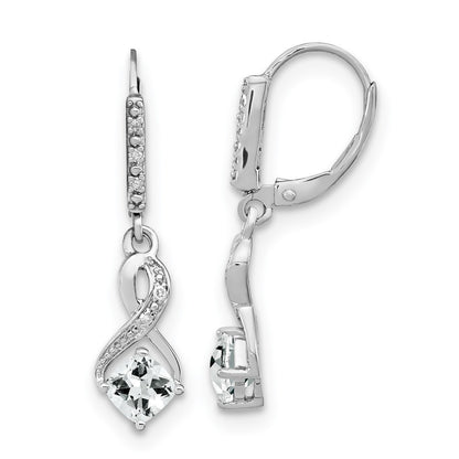 Sterling Silver Rhodium-plated White Topaz and Diamond Dangle Earrings