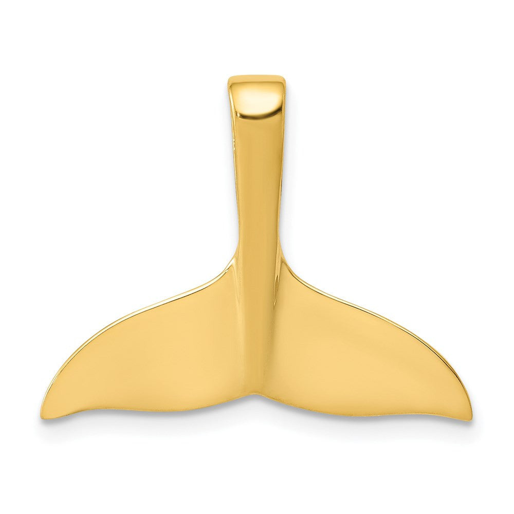 14k Yellow Gold Whale Tail Chain Slide Pendant