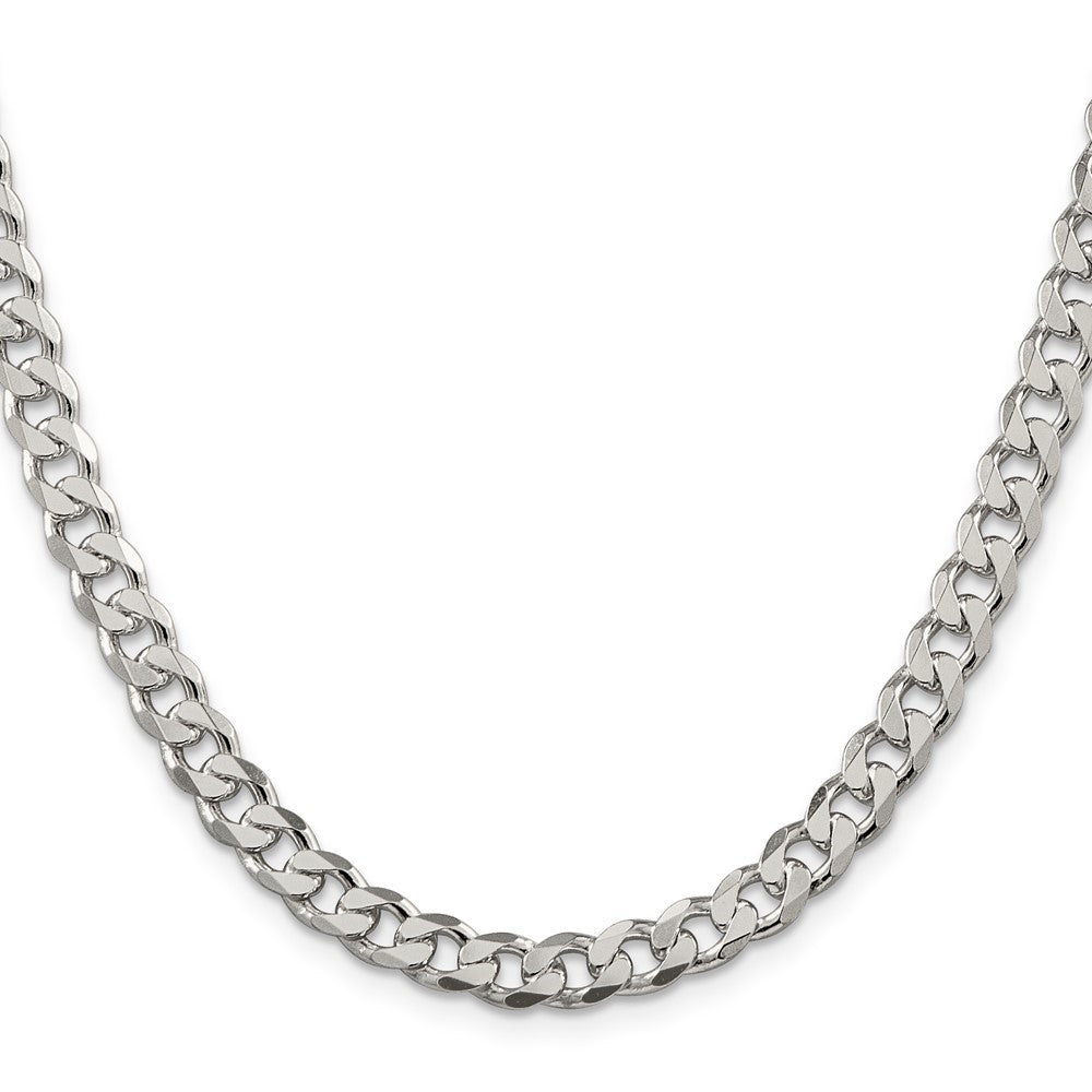 Sterling Silver 7mm Pav� Curb Chain Necklace 22"