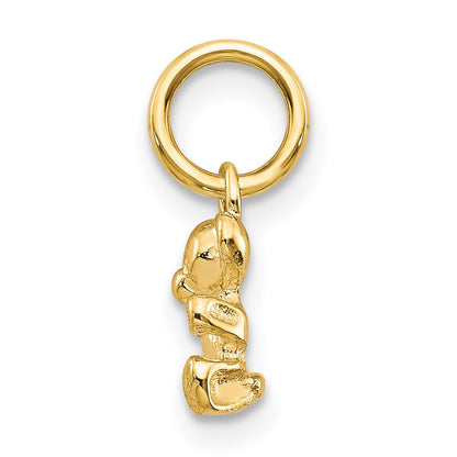 14k Yellow Gold Polished Teddy Bear Charm Pendant