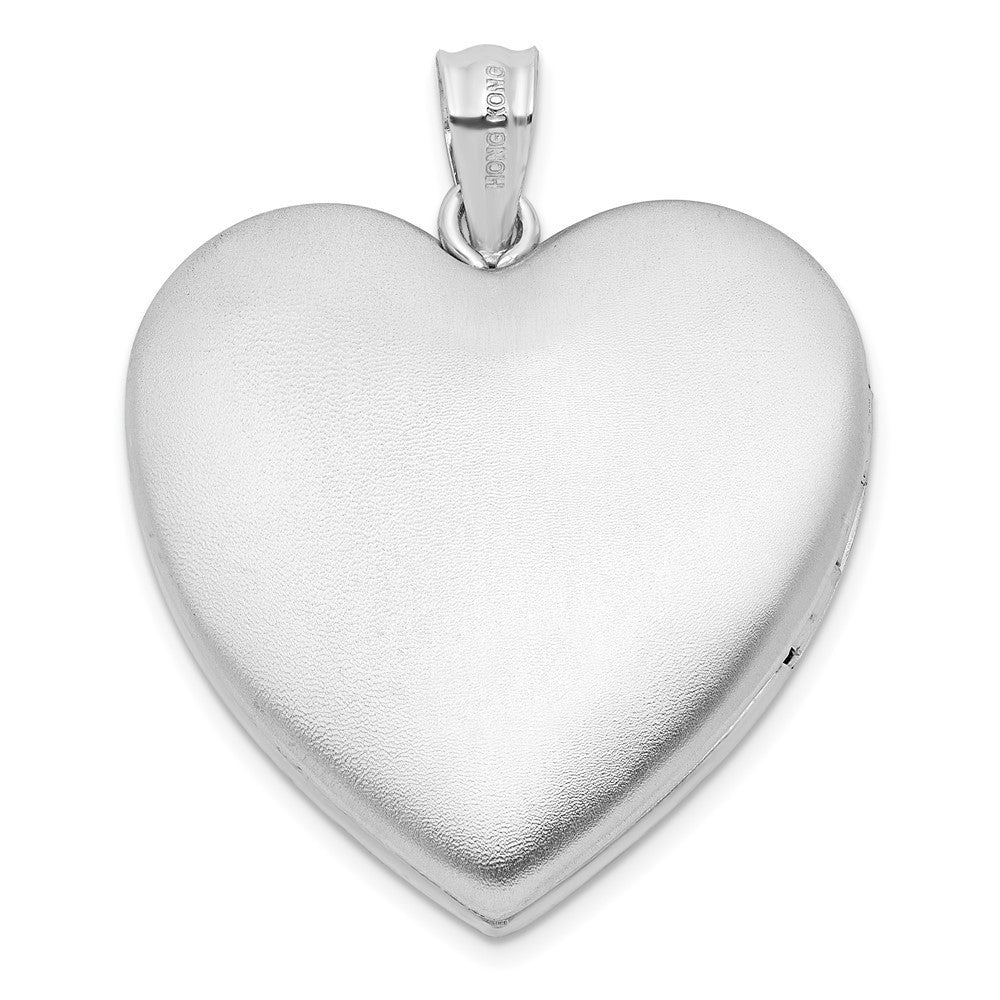 Sterling Silver Rhodium-plated 24mm In Memory Ash Holder Heart Locket Pendant