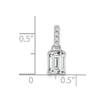 14k White Gold White Topaz and Diamond Pendant