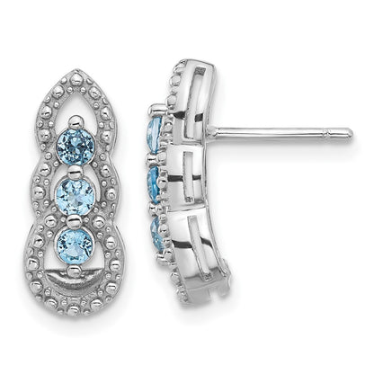 Sterling Silver Rhodium-plated Light Swiss Blue Topaz Dangle Earrings