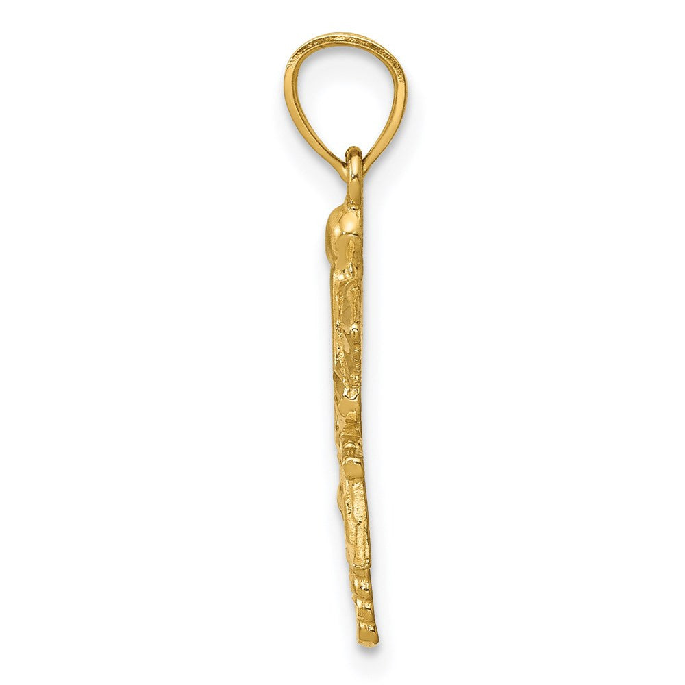 14k Yellow Gold Diamond-cut RN Pendant