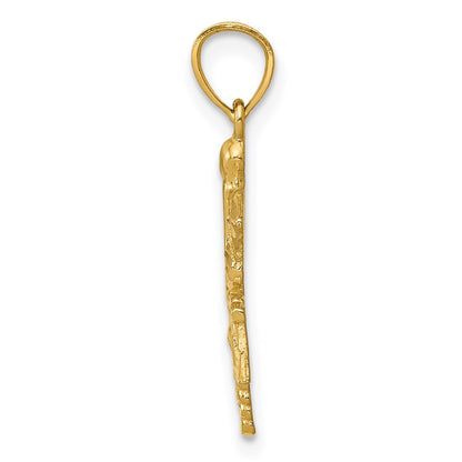14k Yellow Gold Diamond-cut RN Pendant