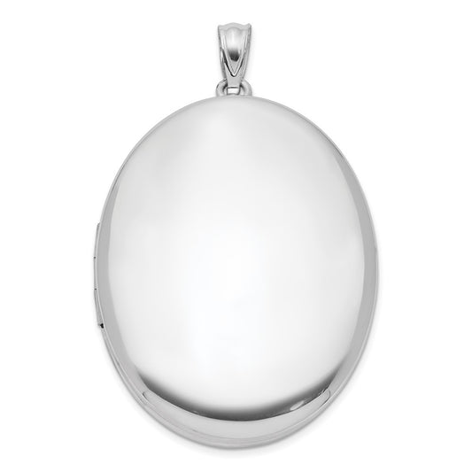 Sterling Silver Rhodium-plated Polished 34mm Oval Locket Pendant